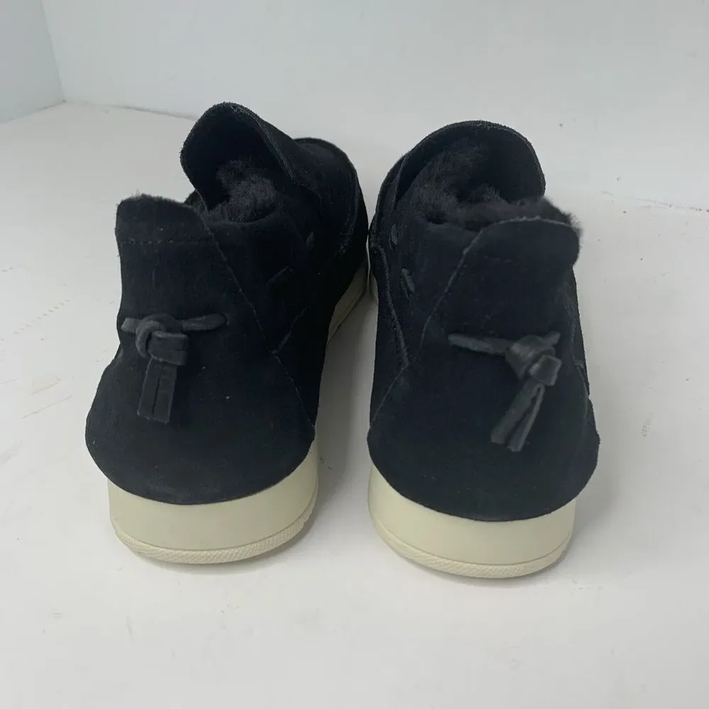 Sperry Mens Size 11.5 Moc  Sider Black Suede Microfleece Lined Slip On Shoes New
